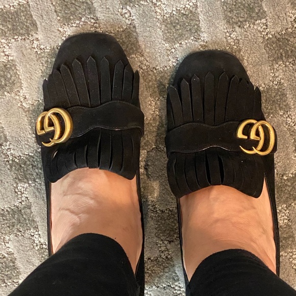 Gucci Marmont Fringe Pumps- Suede block heel - Picture 7 of 8